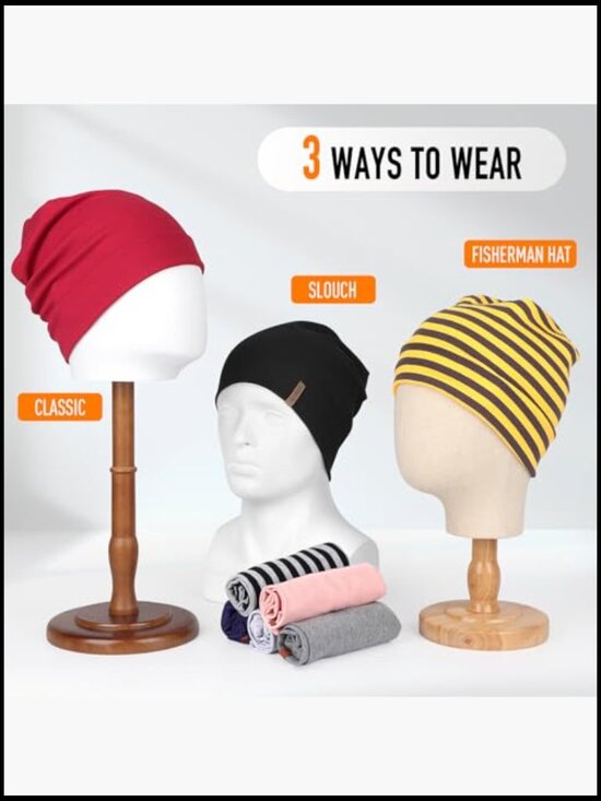 Unisex Cotton Knit Beanie Hat - Breathable Lightweight Cuffed or Slouchy Fit Cuff Beanie Knit Hat Cap Slouchy Skull Ski Men Women Plain  main image 4
